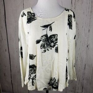 Kimchi Blue Cream‎ Floral Flare Top Blouse Size XS